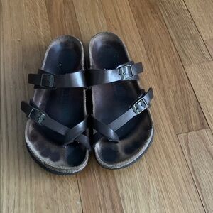 Birkenstock Mayari Black Leather Women Sandals Slides Shoes Slides 37‎ 6.5 READ